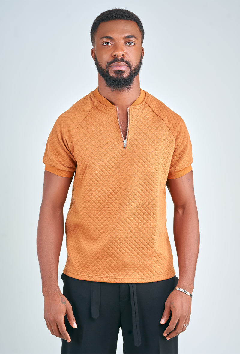 T-shirt gaufré à zip